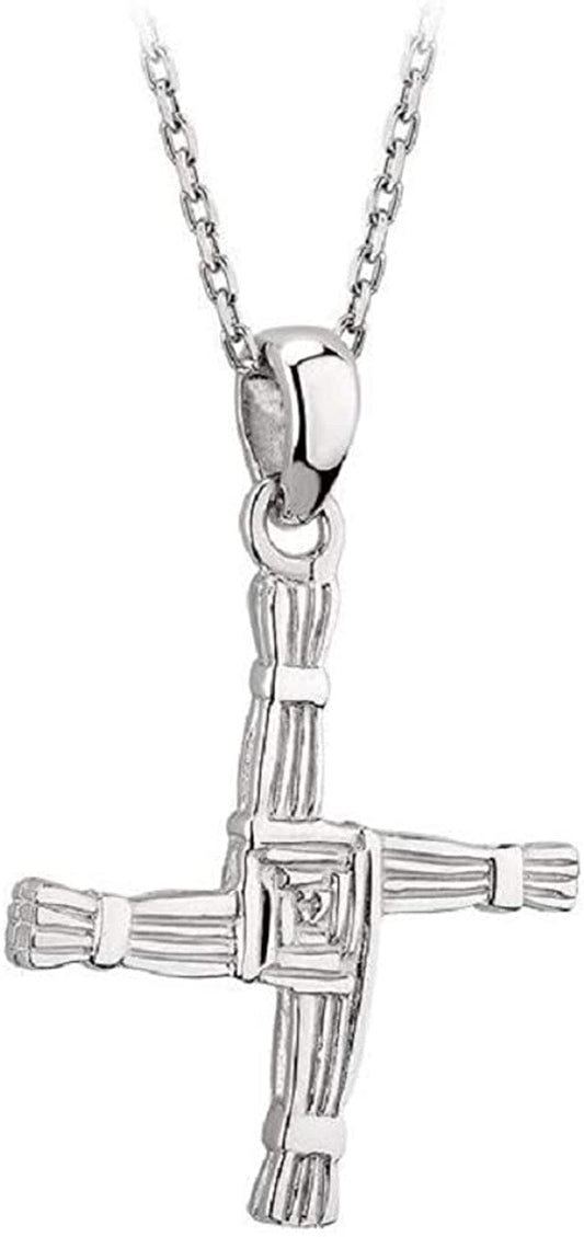 St Brigids Cross Necklace Sterling Silver 2 Sided Irish Made