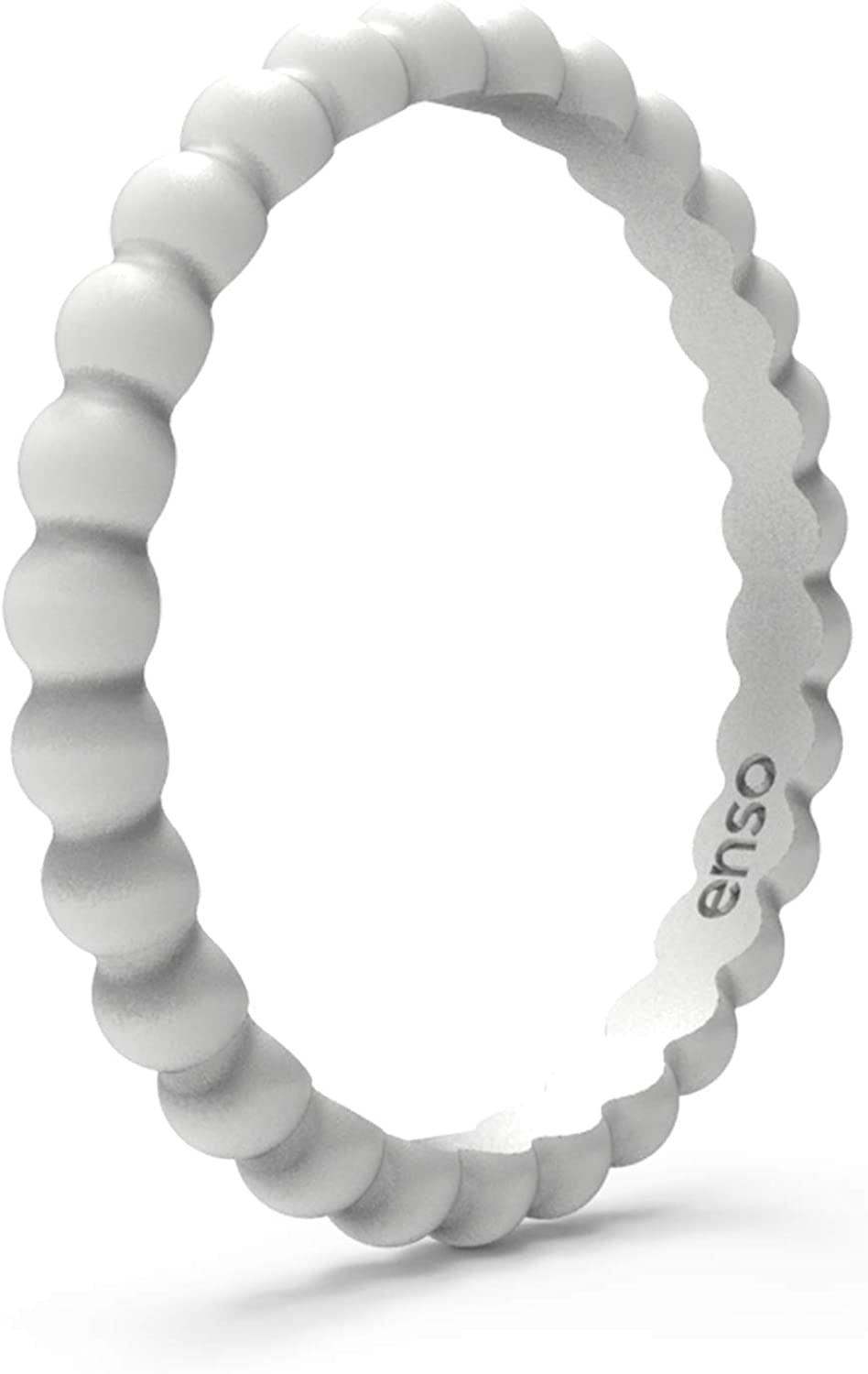 Stackable Beaded Silicone Wedding Ring – Hypoallergenic Unisex Stackable Wedding Band – Comfortable Minimalist Band – 2.5Mm Wide, .8Mm Thick Misty Grey / 7