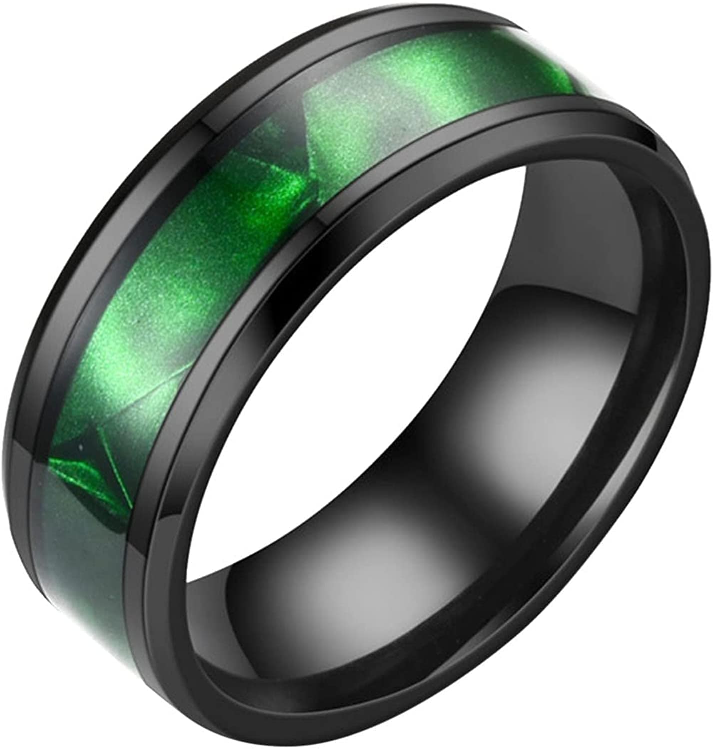 Stainless Steel Anxiety Ring for Women Men Size 6 13 Width 8MM 6 Color Exquisite Ring Black Sand Blasted Finished Silver Rings Sets Stainless Steel,Green,Silver / 13