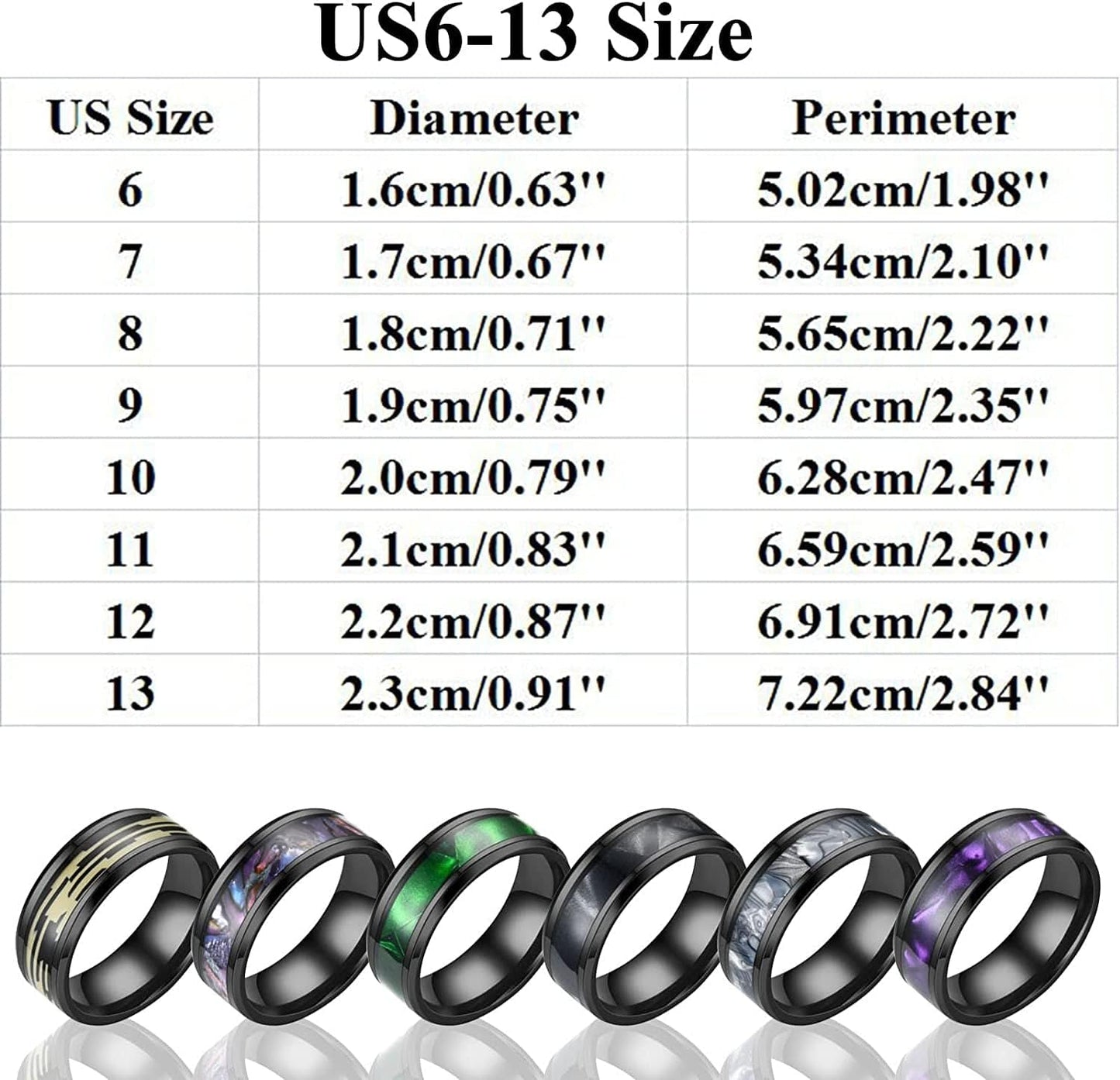 Stainless Steel Anxiety Ring for Women Men Size 6 13 Width 8MM 6 Color Exquisite Ring Black Sand Blasted Finished Silver Rings Sets