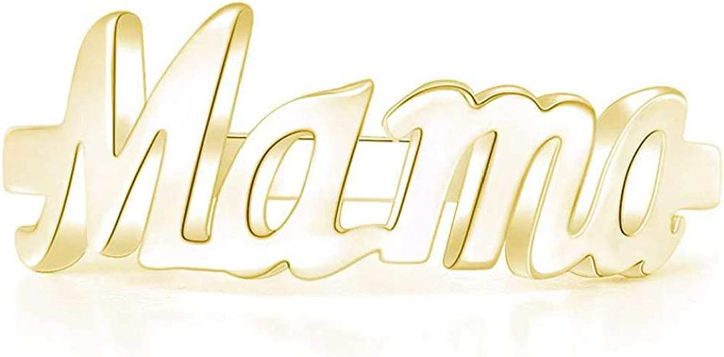 Stainless Steel Mother'S Day Birthday Mama Christmas Baby Shower Graudation Statement Ring Gold / 8