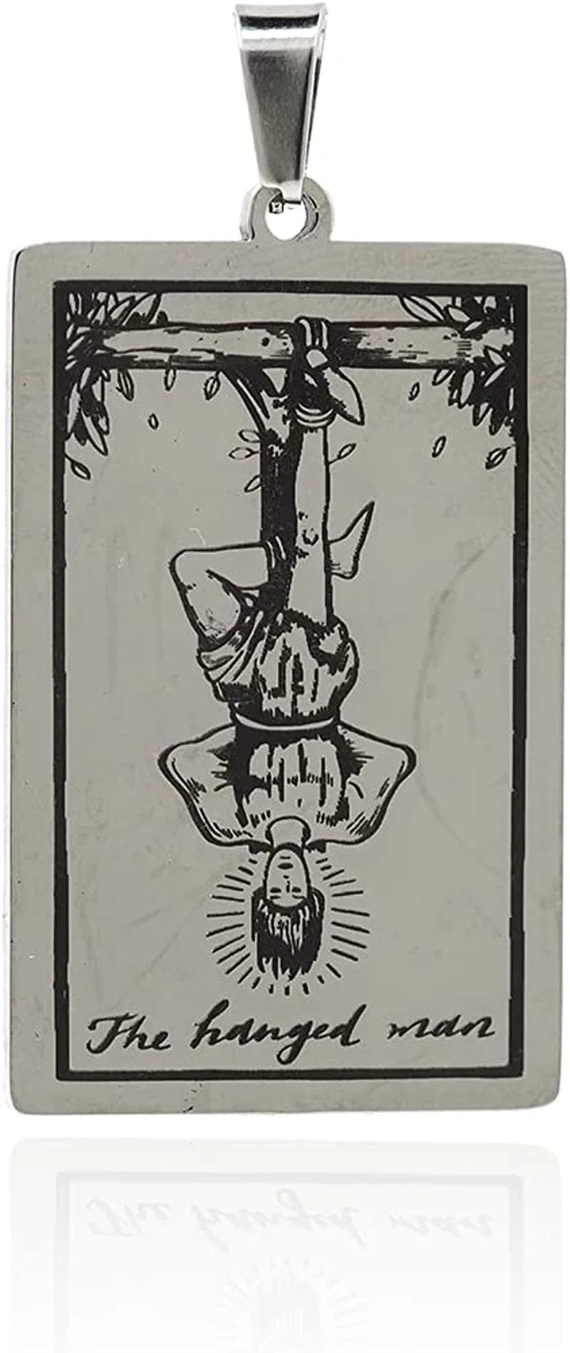 Stainless Steel Tarot Card Pendant Charm, Exquisite Sun Necklace, Moon Charm, DIY Jewelry Making Supplies 47X24X1.5Mm Hanged Man