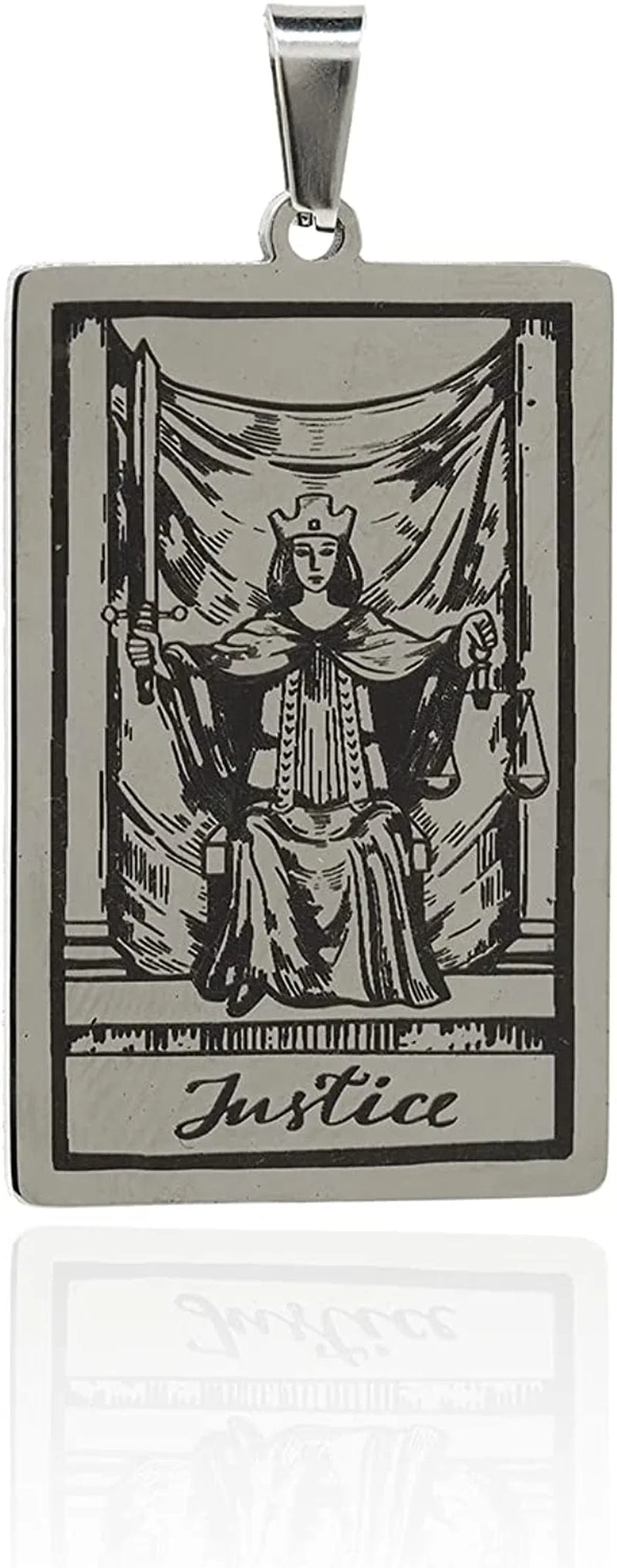 Stainless Steel Tarot Card Pendant Charm, Exquisite Sun Necklace, Moon Charm, DIY Jewelry Making Supplies 47X24X1.5Mm Justice