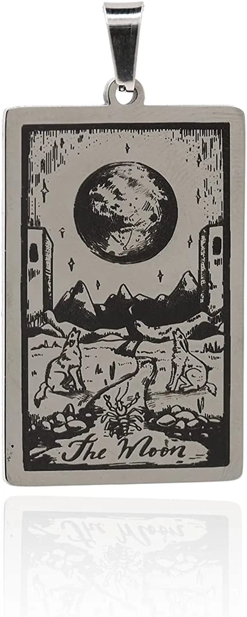 Stainless Steel Tarot Card Pendant Charm, Exquisite Sun Necklace, Moon Charm, DIY Jewelry Making Supplies 47X24X1.5Mm Moon