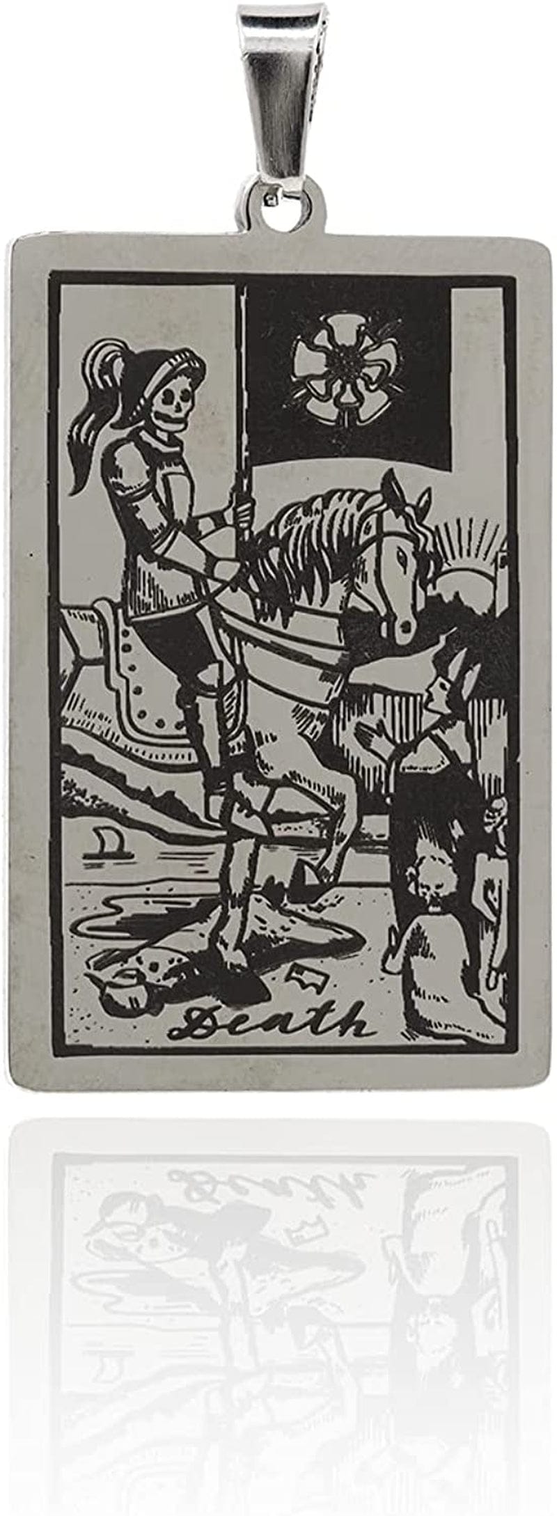 Stainless Steel Tarot Card Pendant Charm, Exquisite Sun Necklace, Moon Charm, DIY Jewelry Making Supplies 47X24X1.5Mm Death