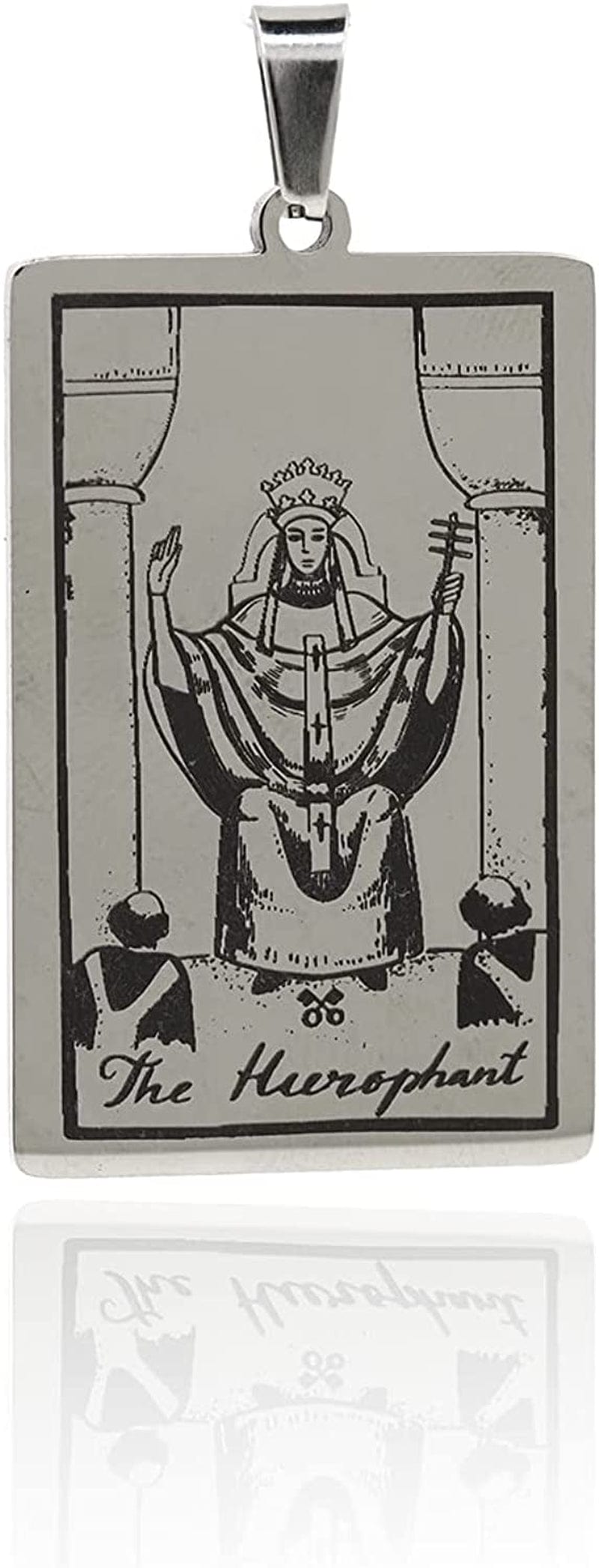 Stainless Steel Tarot Card Pendant Charm, Exquisite Sun Necklace, Moon Charm, DIY Jewelry Making Supplies 47X24X1.5Mm Hierophant