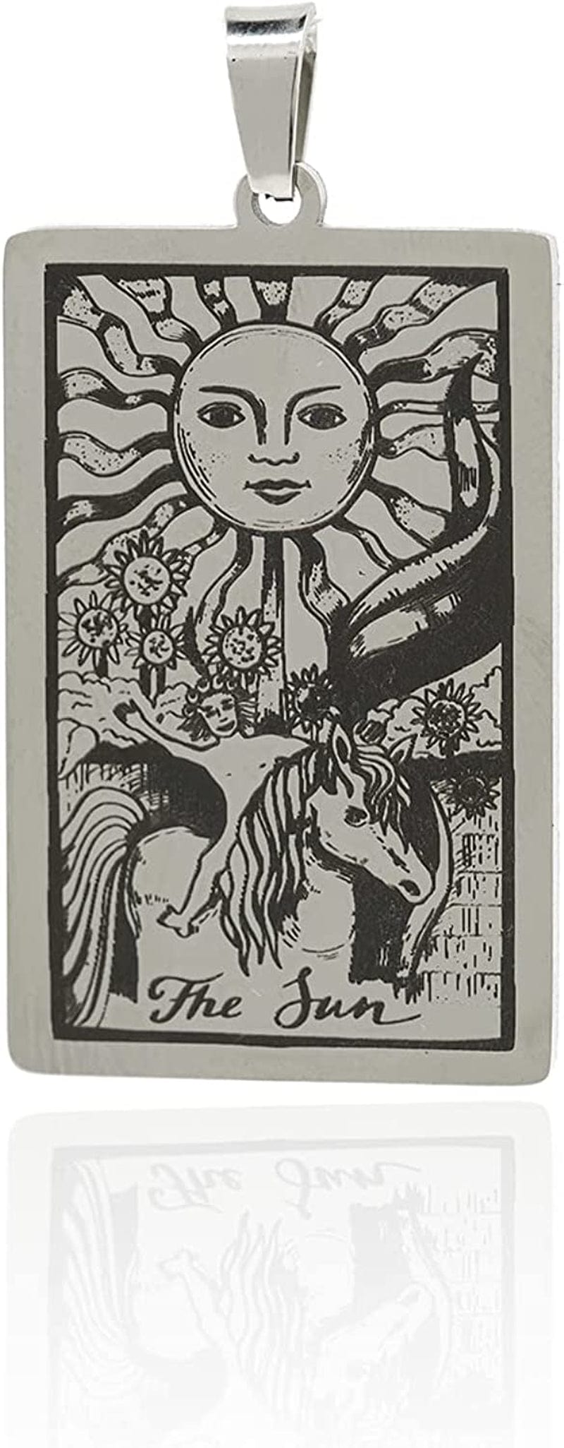 Stainless Steel Tarot Card Pendant Charm, Exquisite Sun Necklace, Moon Charm, DIY Jewelry Making Supplies 47X24X1.5Mm Sun