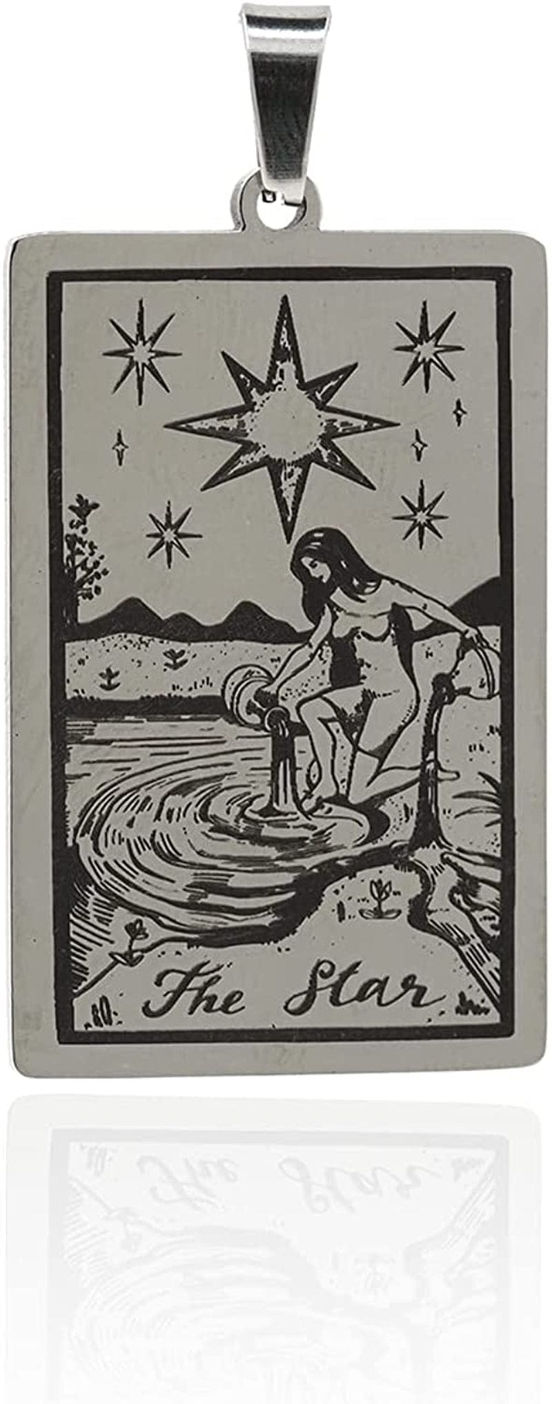 Stainless Steel Tarot Card Pendant Charm, Exquisite Sun Necklace, Moon Charm, DIY Jewelry Making Supplies 47X24X1.5Mm Star