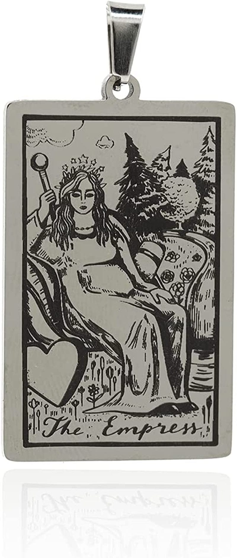 Stainless Steel Tarot Card Pendant Charm, Exquisite Sun Necklace, Moon Charm, DIY Jewelry Making Supplies 47X24X1.5Mm Empress