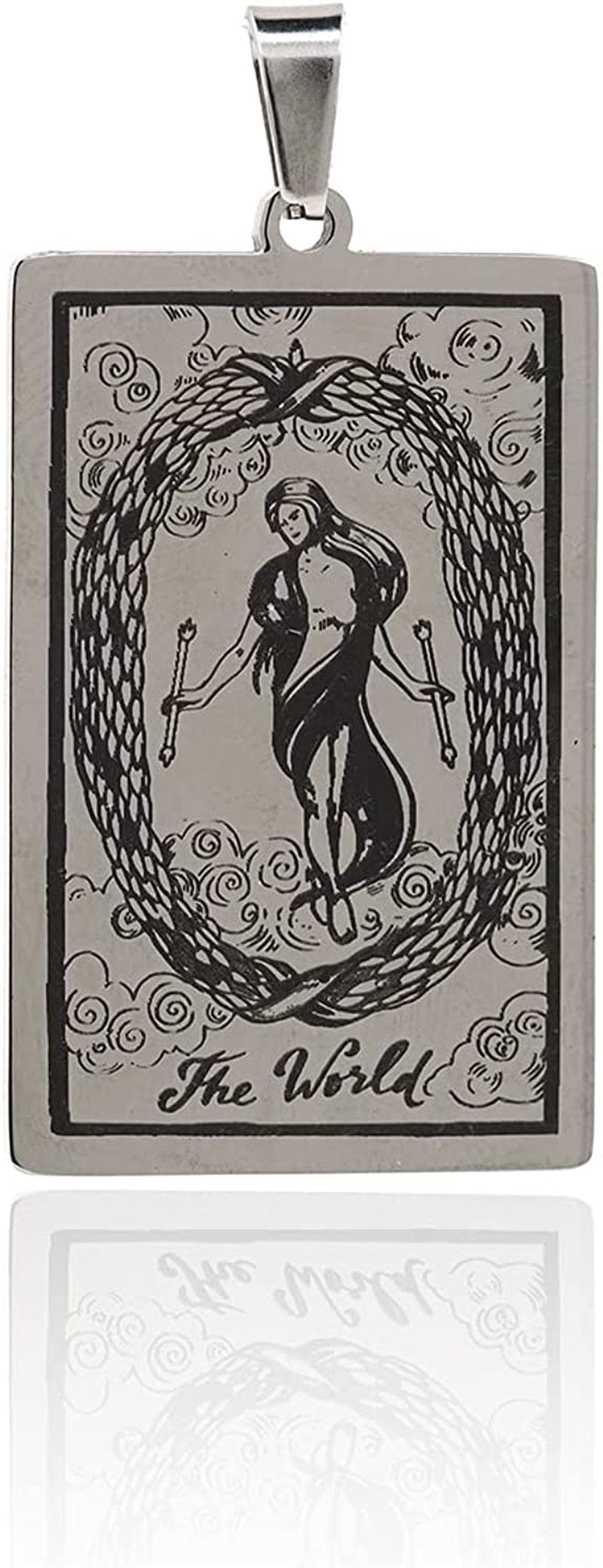 Stainless Steel Tarot Card Pendant Charm, Exquisite Sun Necklace, Moon Charm, DIY Jewelry Making Supplies 47X24X1.5Mm World