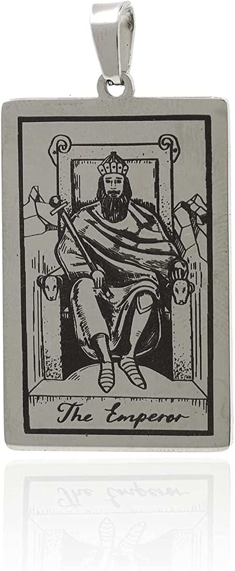 Stainless Steel Tarot Card Pendant Charm, Exquisite Sun Necklace, Moon Charm, DIY Jewelry Making Supplies 47X24X1.5Mm Emperor