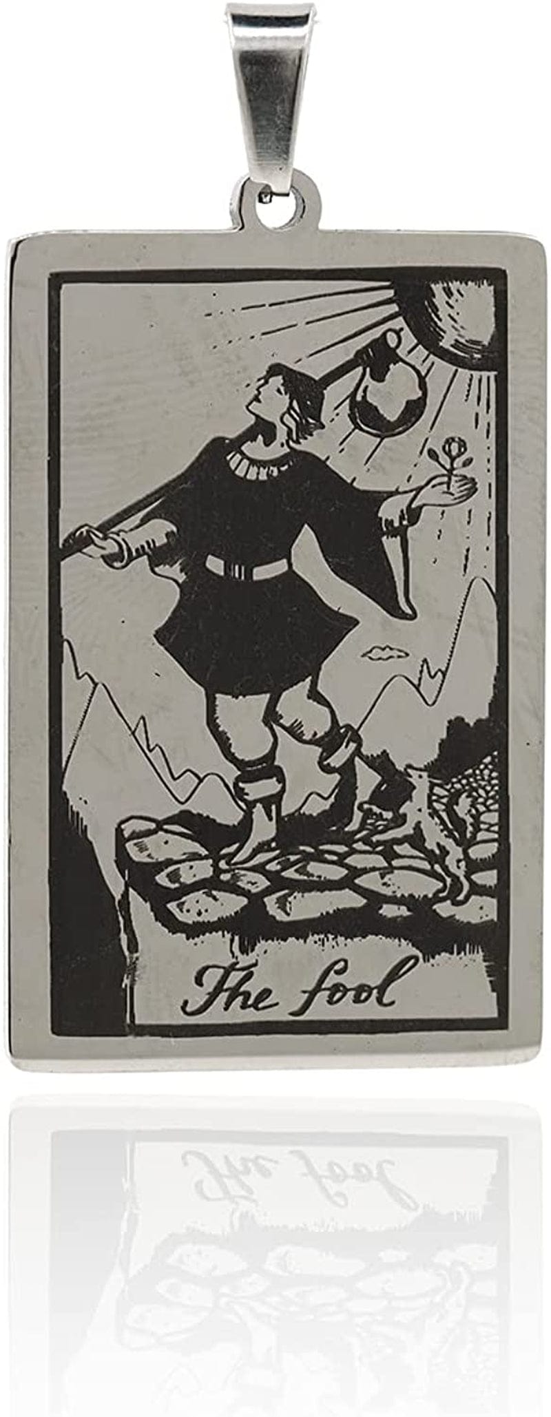 Stainless Steel Tarot Card Pendant Charm, Exquisite Sun Necklace, Moon Charm, DIY Jewelry Making Supplies 47X24X1.5Mm Fool