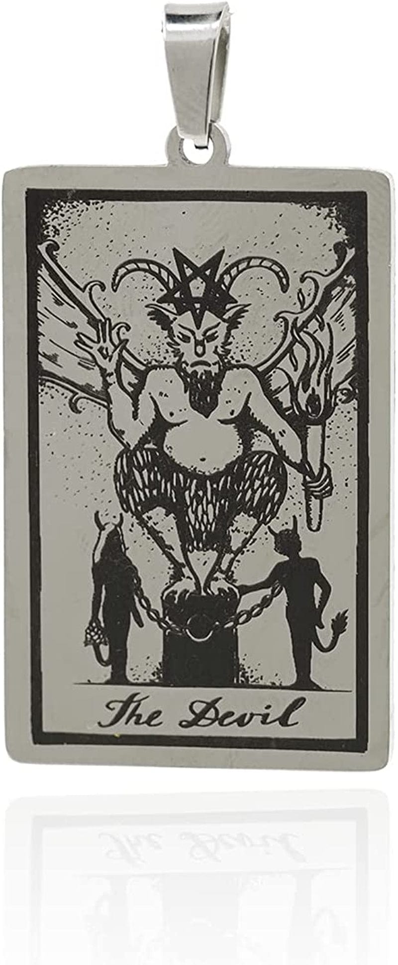 Stainless Steel Tarot Card Pendant Charm, Exquisite Sun Necklace, Moon Charm, DIY Jewelry Making Supplies 47X24X1.5Mm Devil