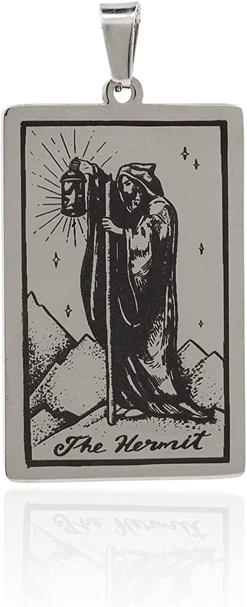 Stainless Steel Tarot Card Pendant Charm, Exquisite Sun Necklace, Moon Charm, DIY Jewelry Making Supplies 47X24X1.5Mm Hermit