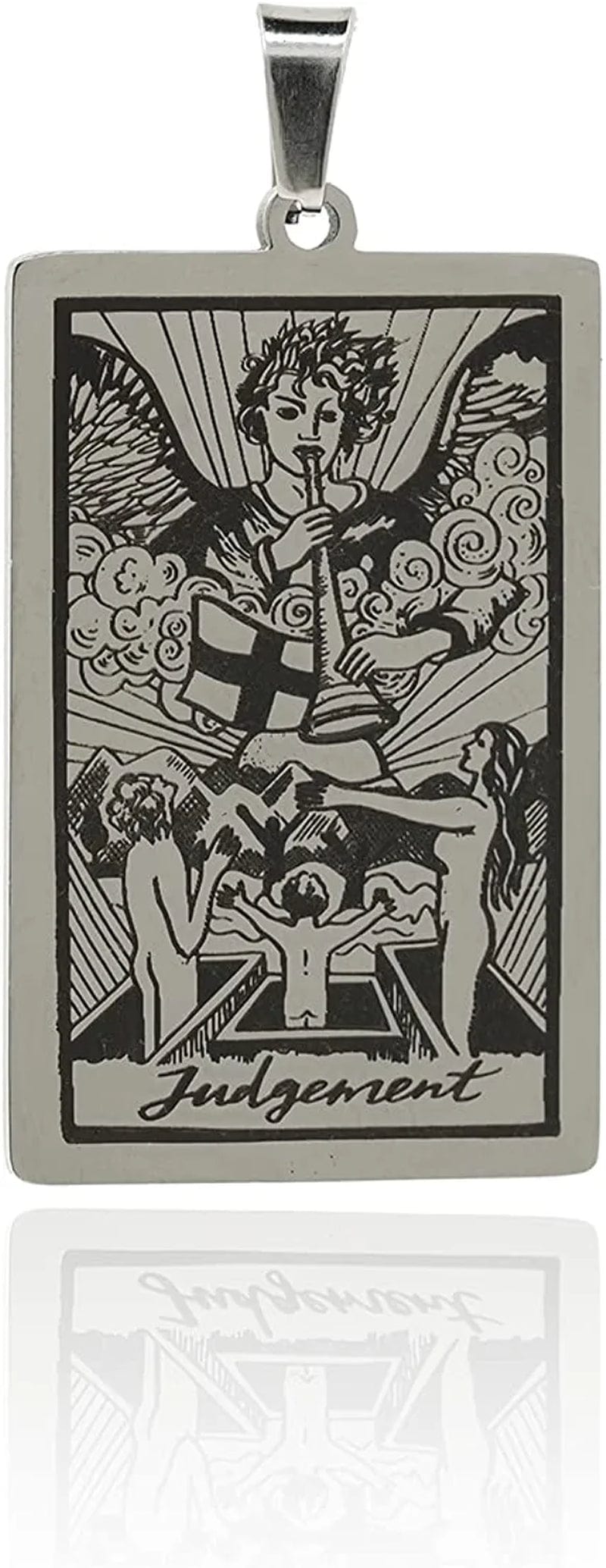 Stainless Steel Tarot Card Pendant Charm, Exquisite Sun Necklace, Moon Charm, DIY Jewelry Making Supplies 47X24X1.5Mm Judgement