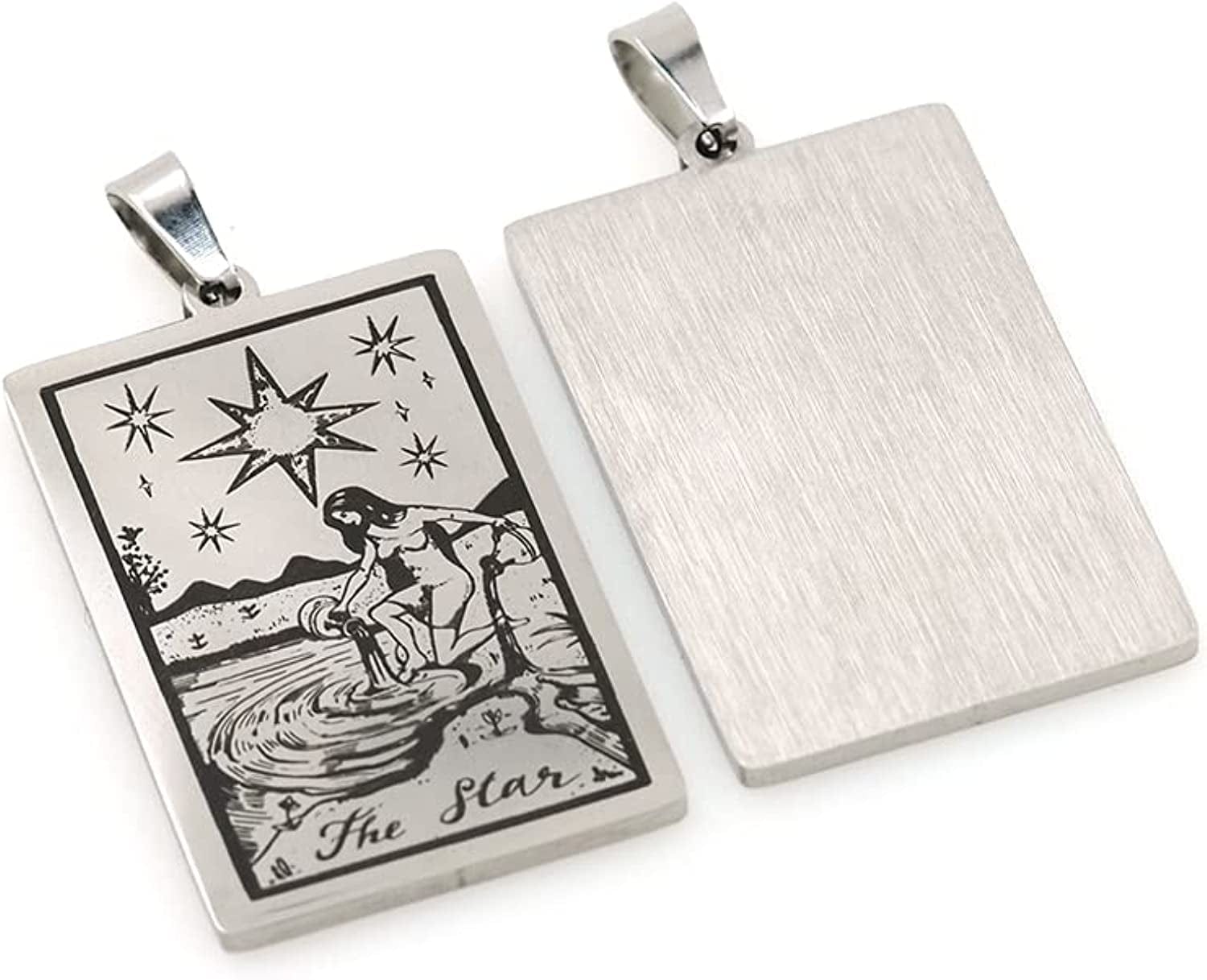 Stainless Steel Tarot Card Pendant Charm, Exquisite Sun Necklace, Moon Charm, DIY Jewelry Making Supplies 47X24X1.5Mm