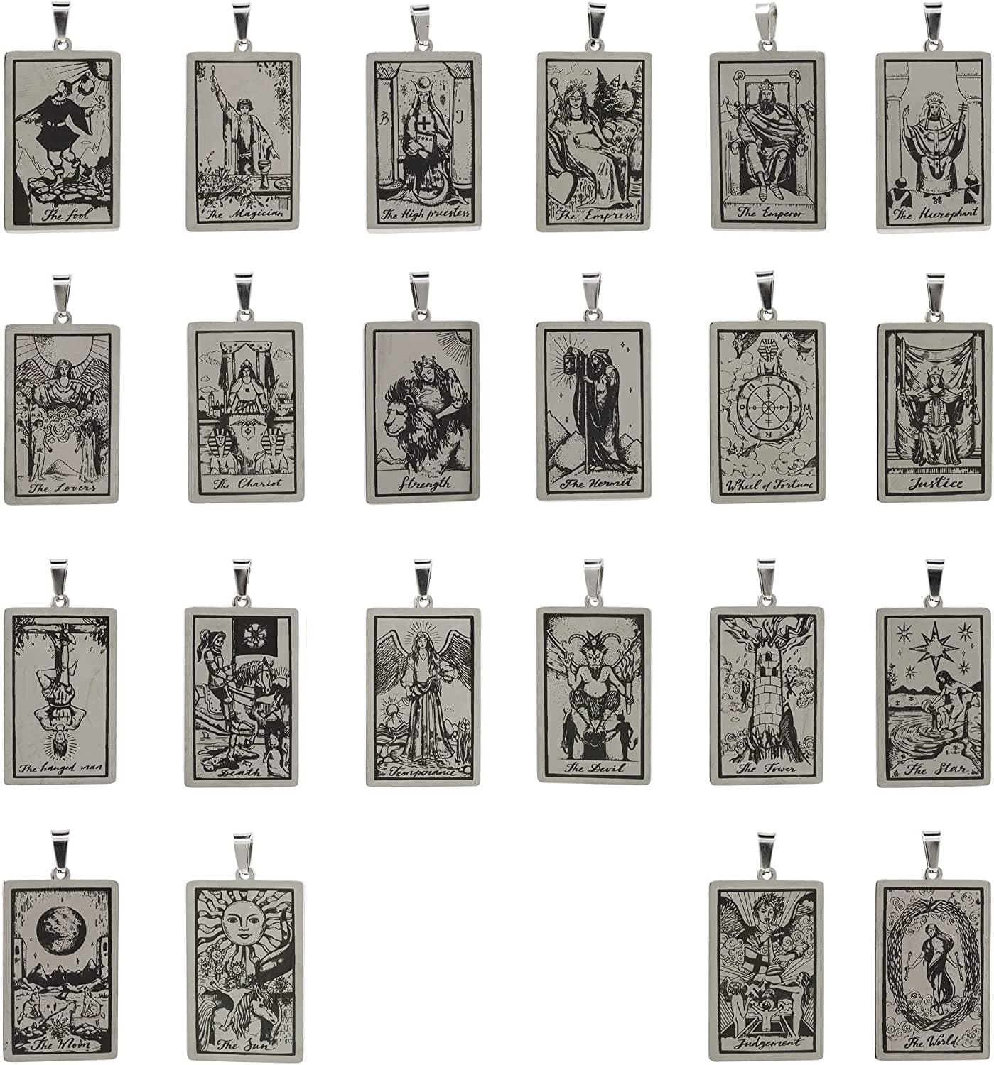 Stainless Steel Tarot Card Pendant Charm, Exquisite Sun Necklace, Moon Charm, DIY Jewelry Making Supplies 47X24X1.5Mm 22 pieces in a set
