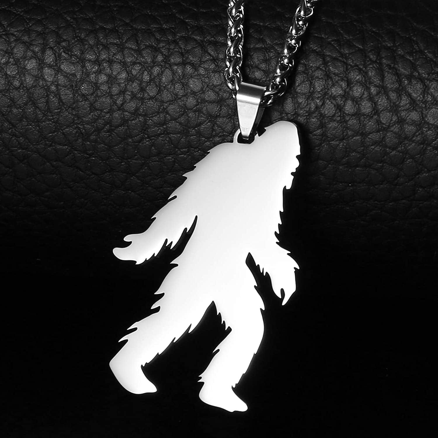 Stainless Steel Walking Bigfoot Yeti Big Foot Monster Ape Sasquatch Pendant Necklace