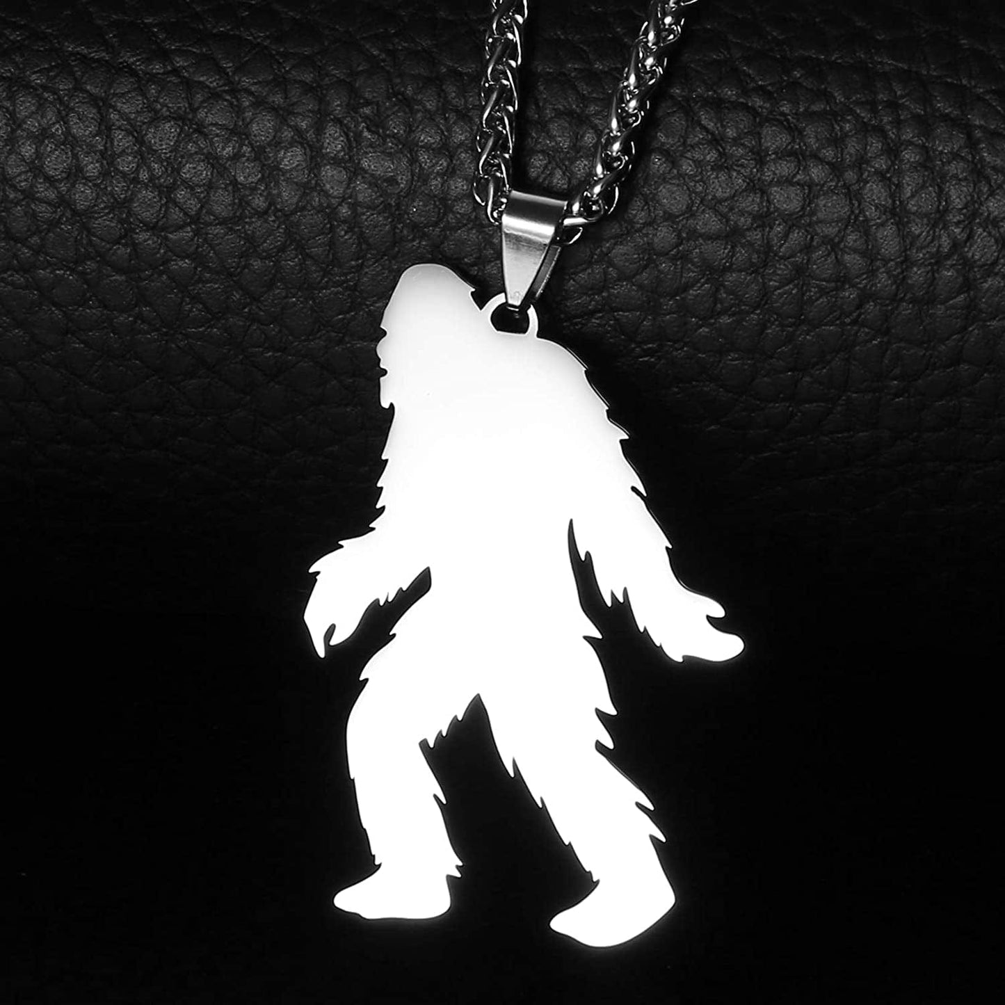 Stainless Steel Walking Bigfoot Yeti Big Foot Monster Ape Sasquatch Pendant Necklace