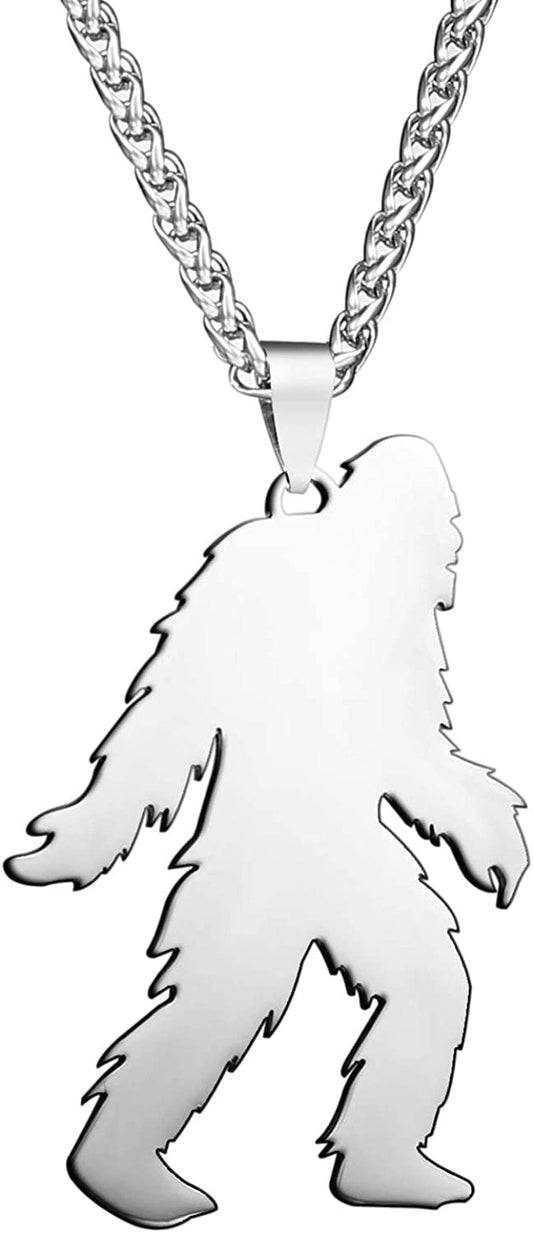 Stainless Steel Walking Bigfoot Yeti Big Foot Monster Ape Sasquatch Pendant Necklace