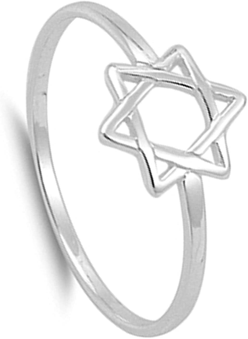 Star of David Religious Unique Ring New .925 Sterling Silver Band Sizes 2-13