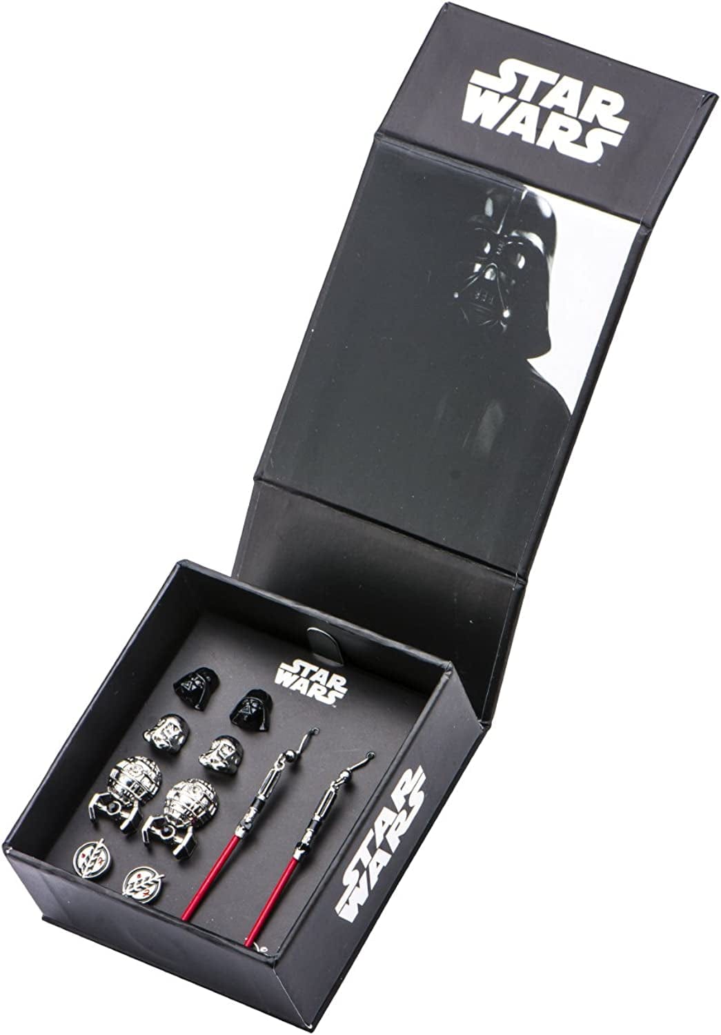 Star Wars Jewelry Unisex Adult Stainless Steel Dangle Charm Stud Earrings Set, Silver, One Size (SALES1SWMD)