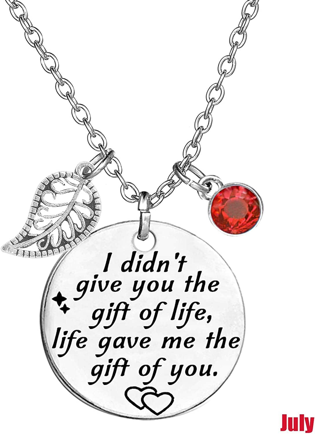 Stepdaughter Gift,Daughter in Law Gift,I Didn'T Give You the Gift of Life, Life Gave Me the Gift of You Necklace Birthstone Pendant