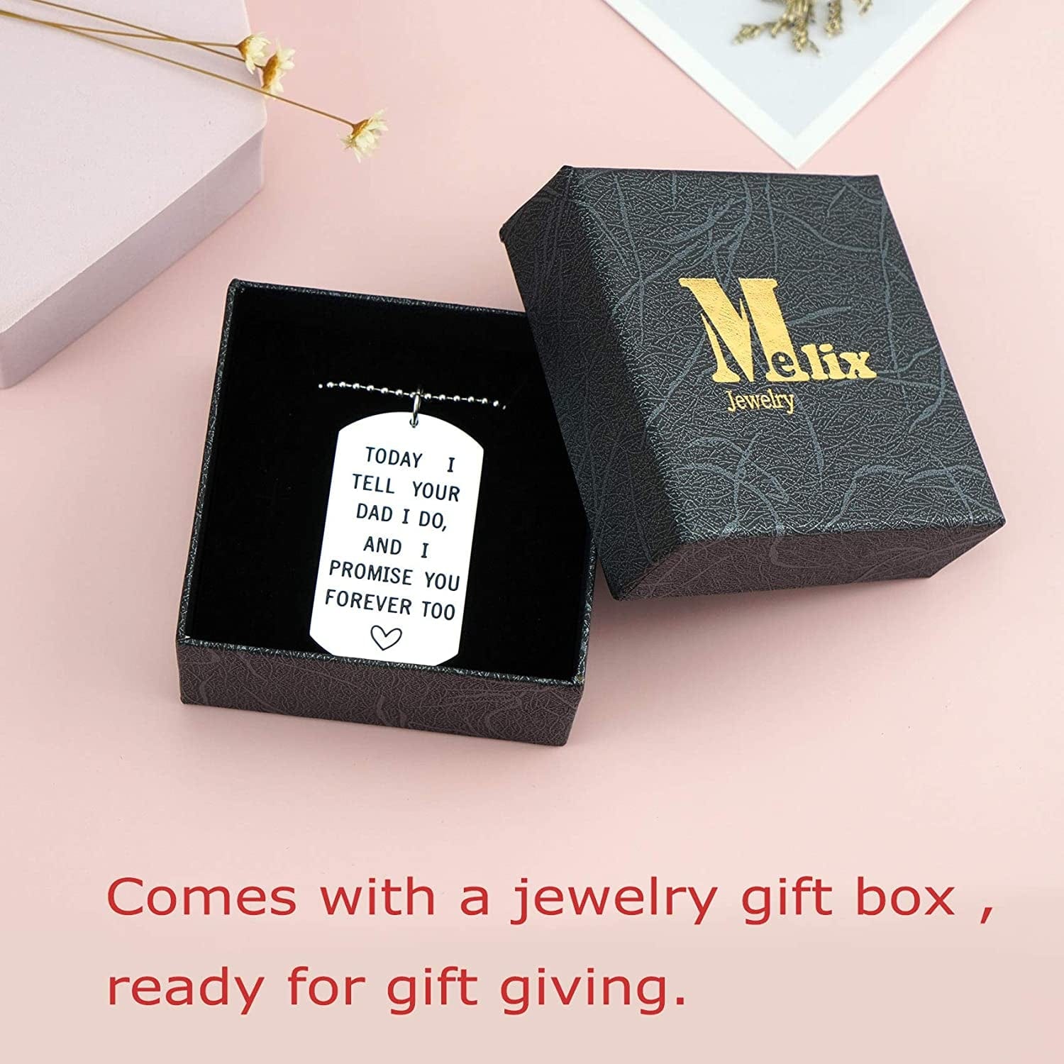 Stepson Gifts Dog Tag Necklace Today I Tell Your Dad I Do I Promise You Forever Too Stepdaughter Gift from Stepmother White