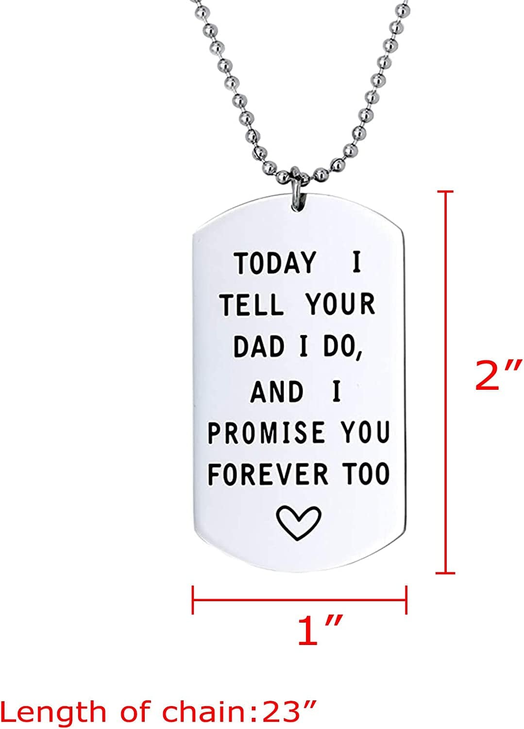 Stepson Gifts Dog Tag Necklace Today I Tell Your Dad I Do I Promise You Forever Too Stepdaughter Gift from Stepmother White