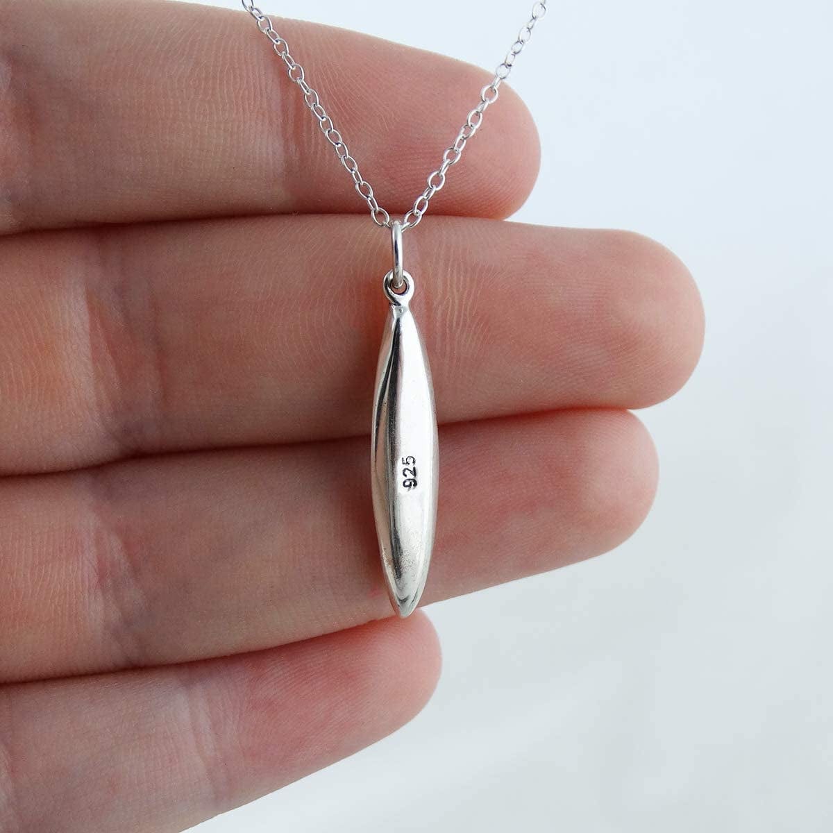 Sterling Silver 3D Kayak Charm Necklace, 18" Chain Kayaking Kayaker Canoe