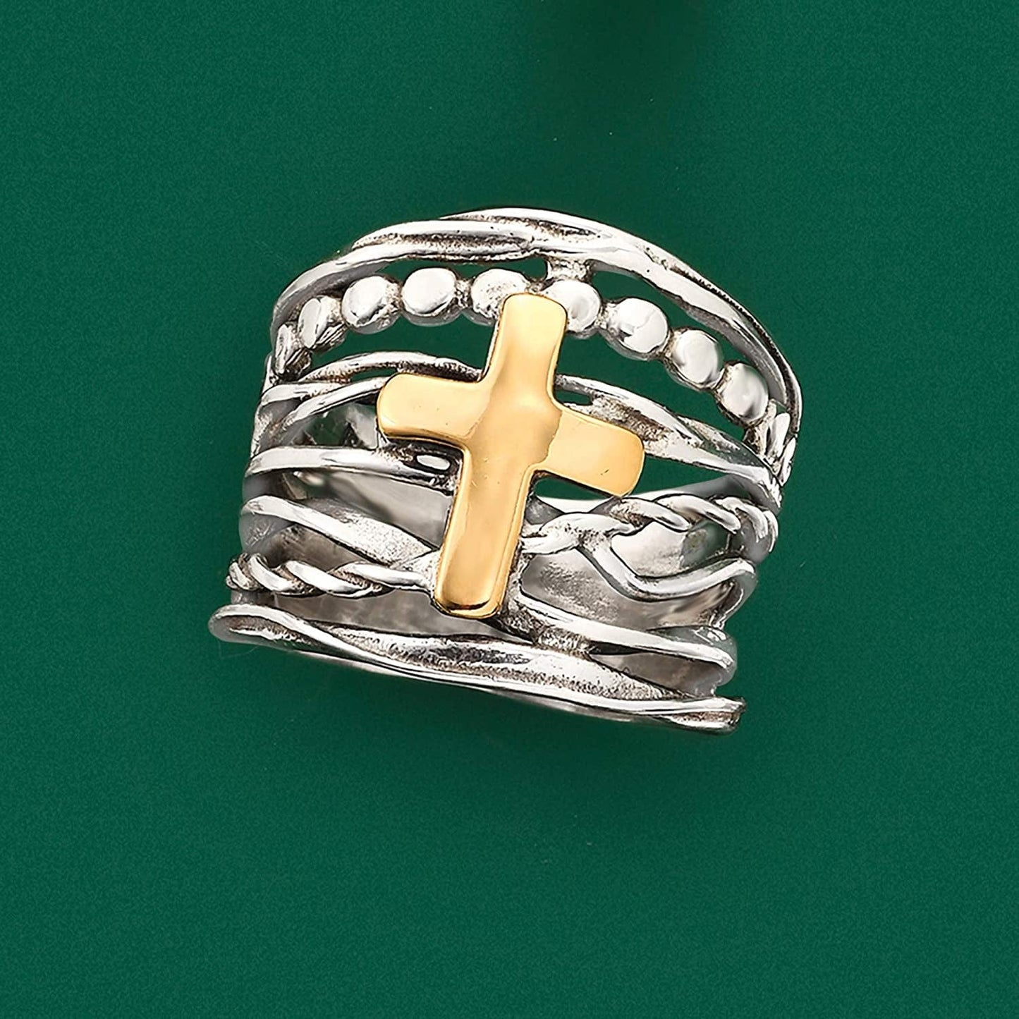 Sterling Silver and 14Kt Yellow Gold Multi-Row Ring