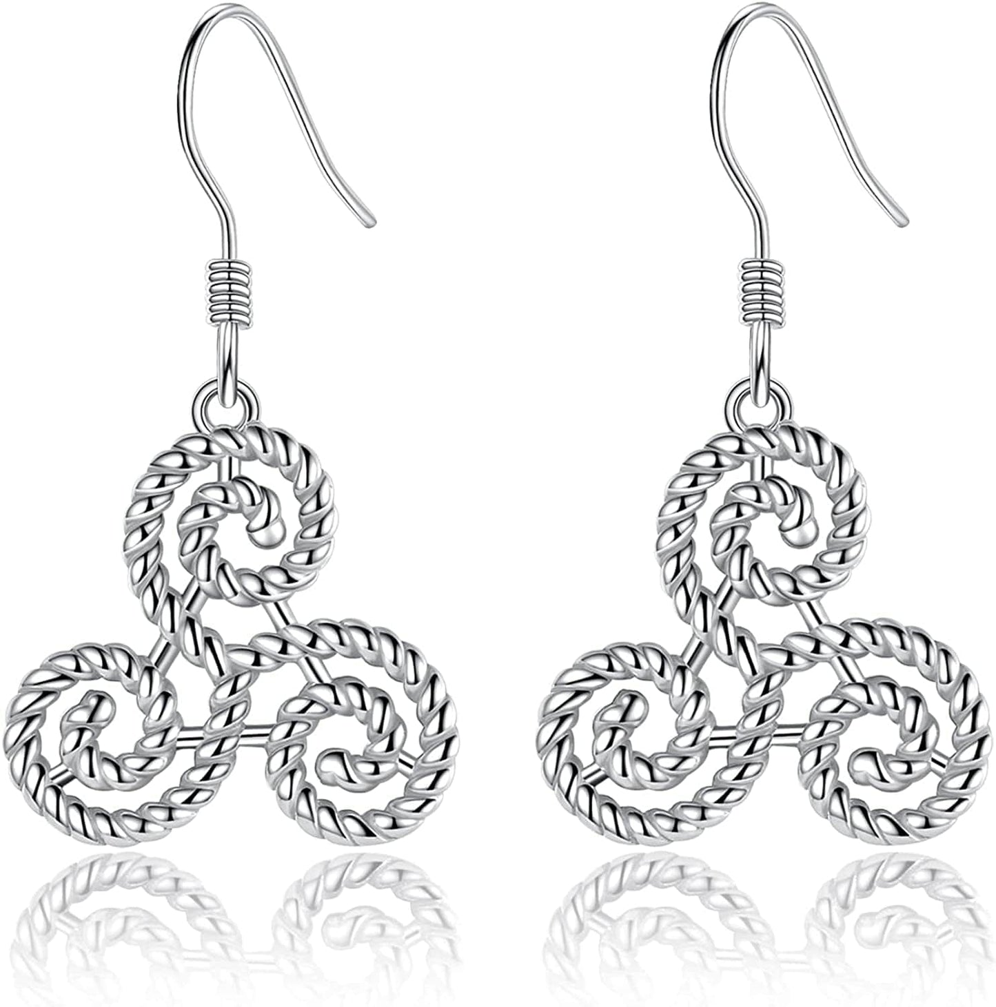 Sterling Silver Celtic Knot Dangle Earrings for Women Girls, Irish Jewelry Good Luck Gifts for Her Triskelion
