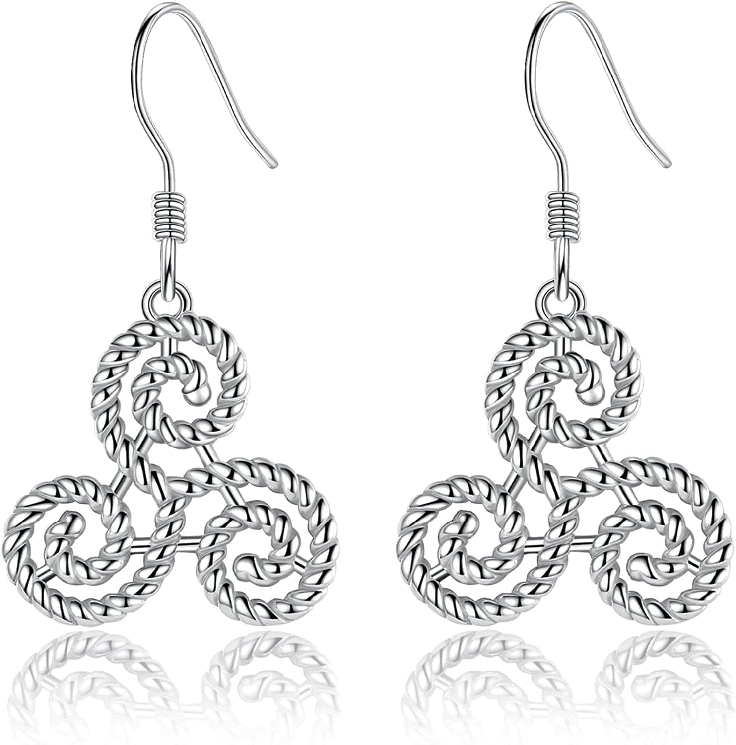 Sterling Silver Celtic Knot Dangle Earrings for Women Girls, Irish Jewelry Good Luck Gifts for Her Triskelion