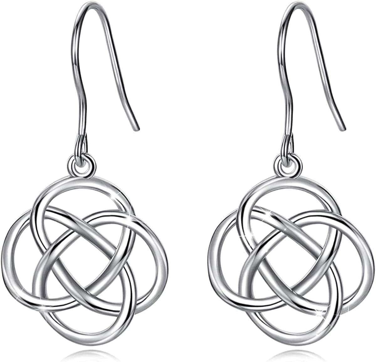 Sterling Silver Celtic Knot Dangle Earrings for Women Girls, Irish Jewelry Good Luck Gifts for Her Eternity Knot