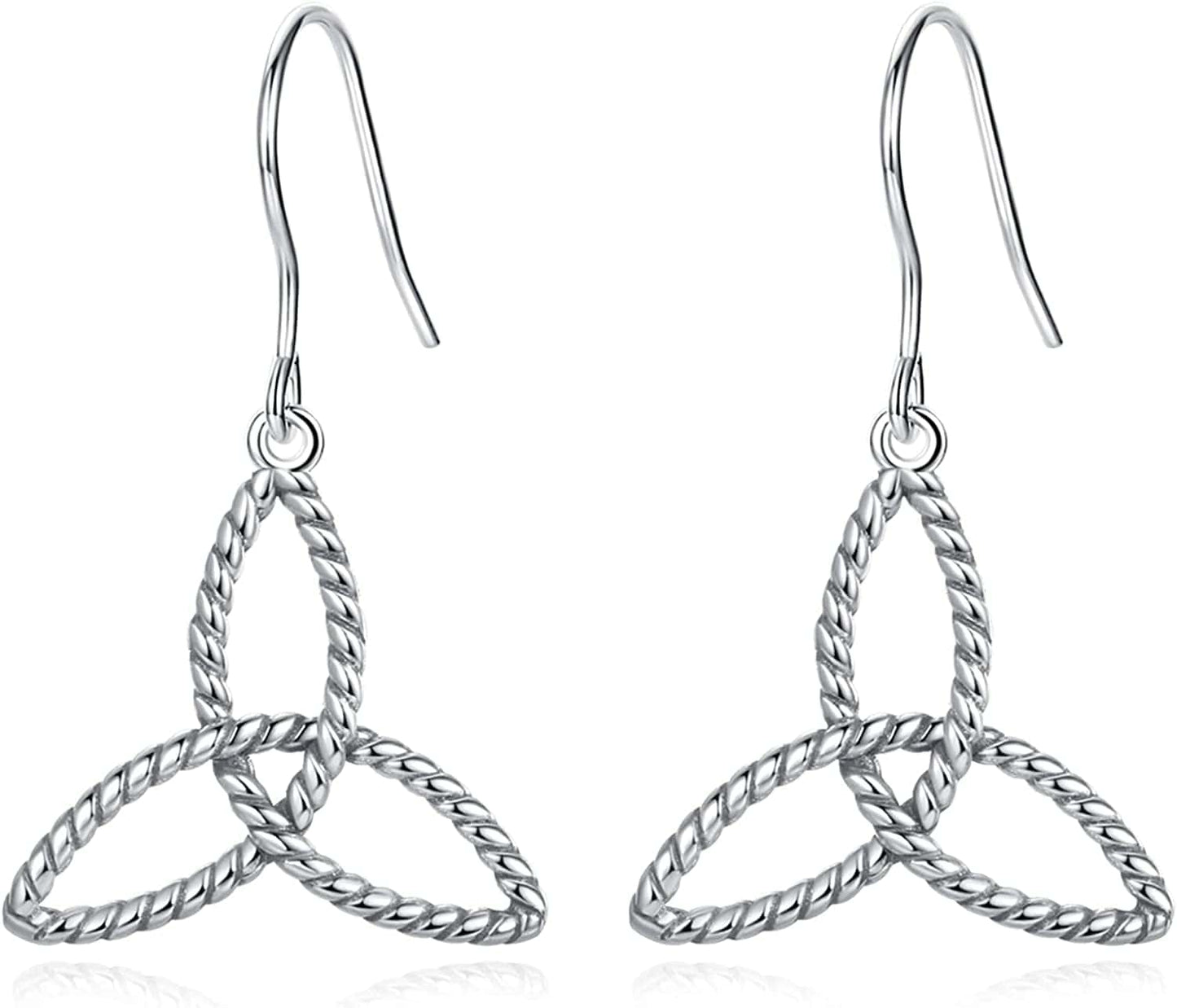 Sterling Silver Celtic Knot Dangle Earrings for Women Girls, Irish Jewelry Good Luck Gifts for Her Trinity