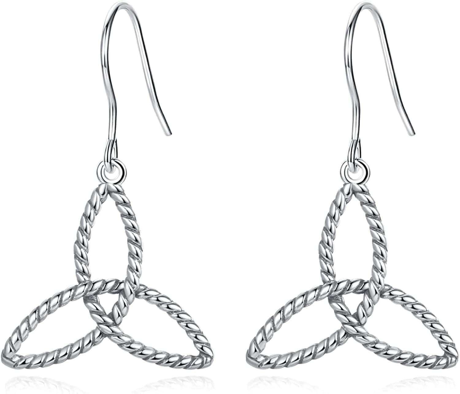 Sterling Silver Celtic Knot Dangle Earrings for Women Girls, Irish Jewelry Good Luck Gifts for Her Trinity