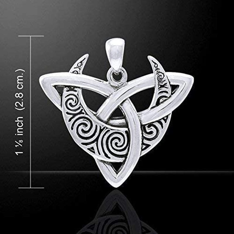 Sterling Silver Celtic Triquetra Moon Goddess Trinity Knot Pendant Necklace 18"