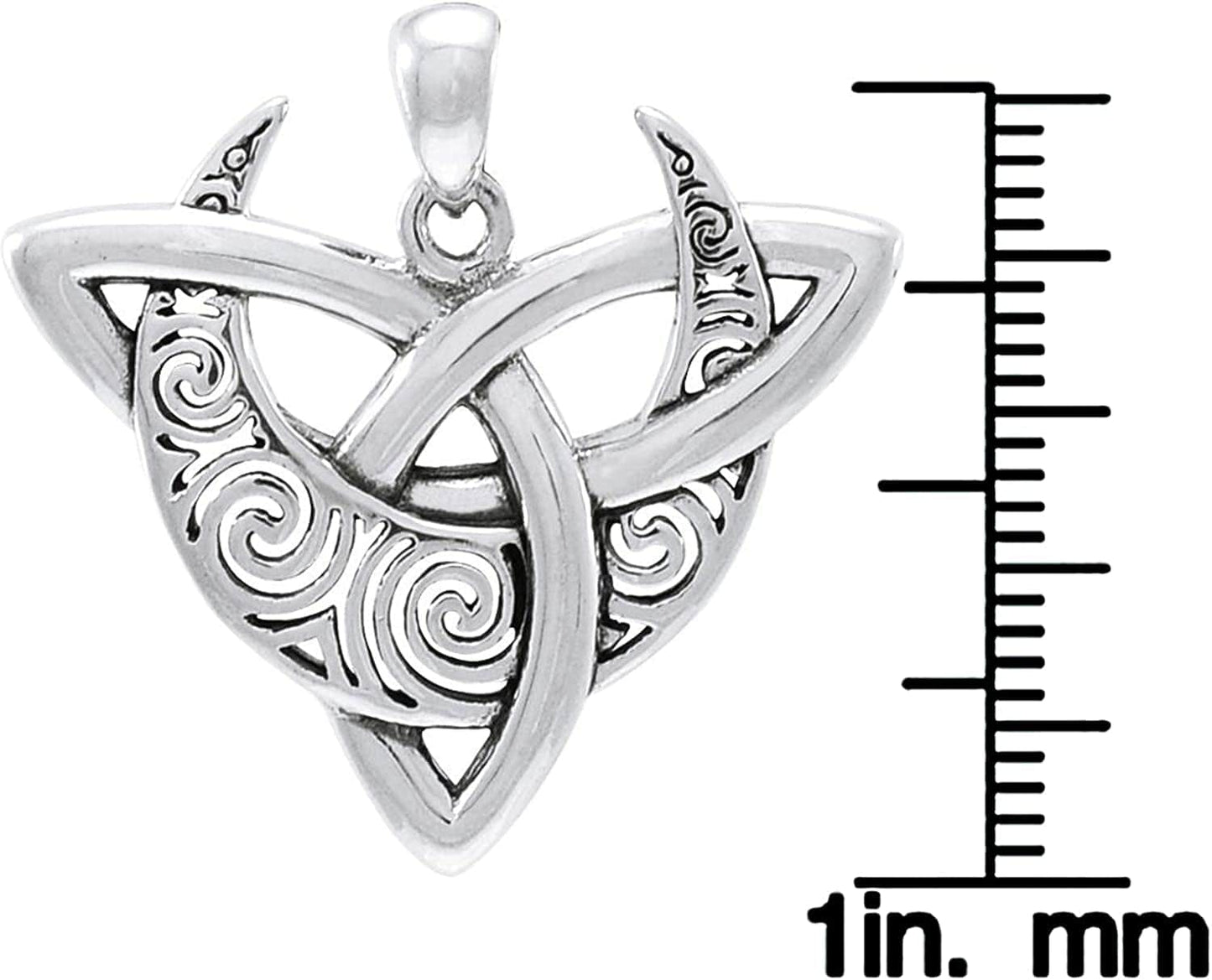 Sterling Silver Celtic Triquetra Moon Goddess Trinity Knot Pendant Necklace 18"
