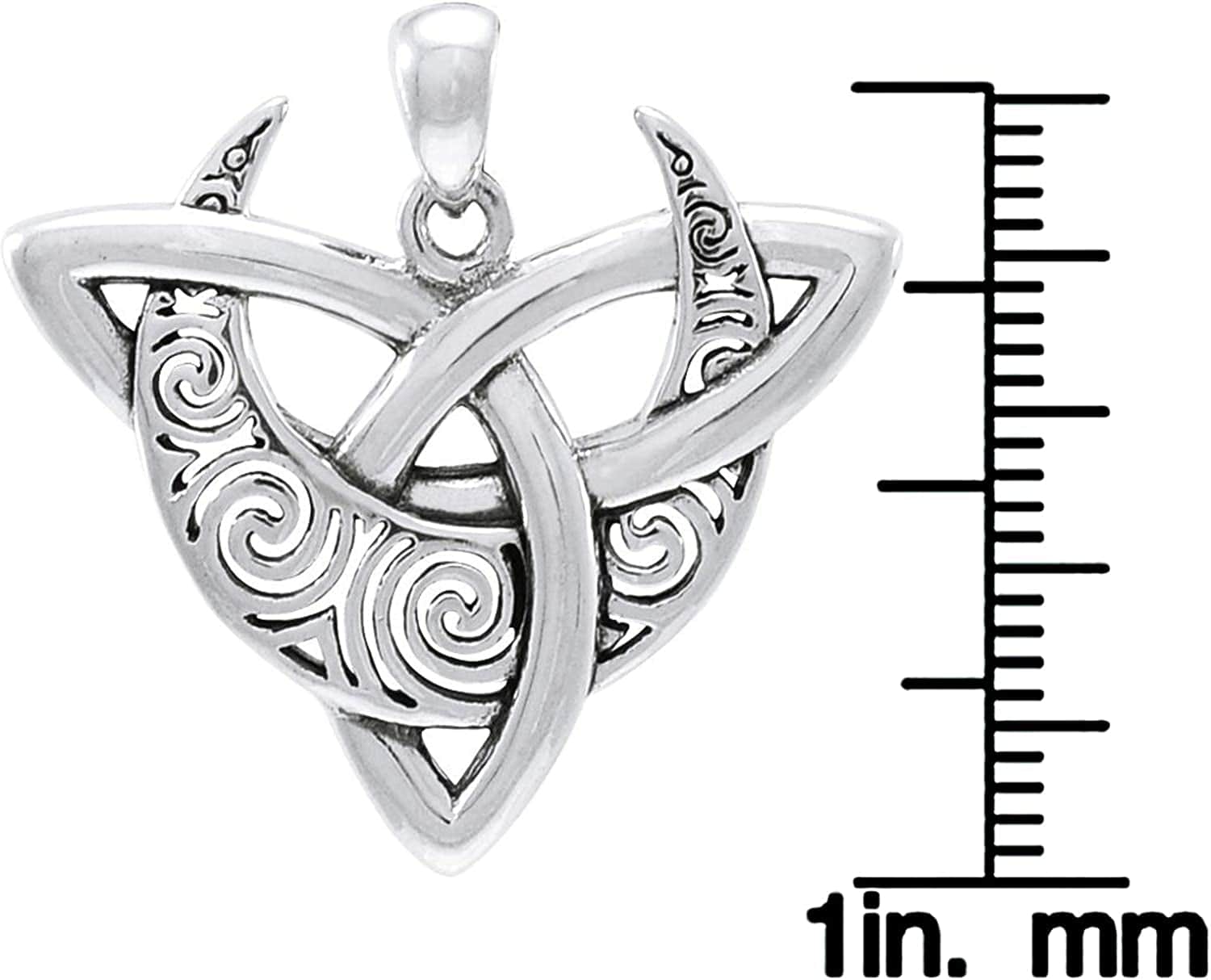 Sterling Silver Celtic Triquetra Moon Goddess Trinity Knot Pendant Necklace 18"