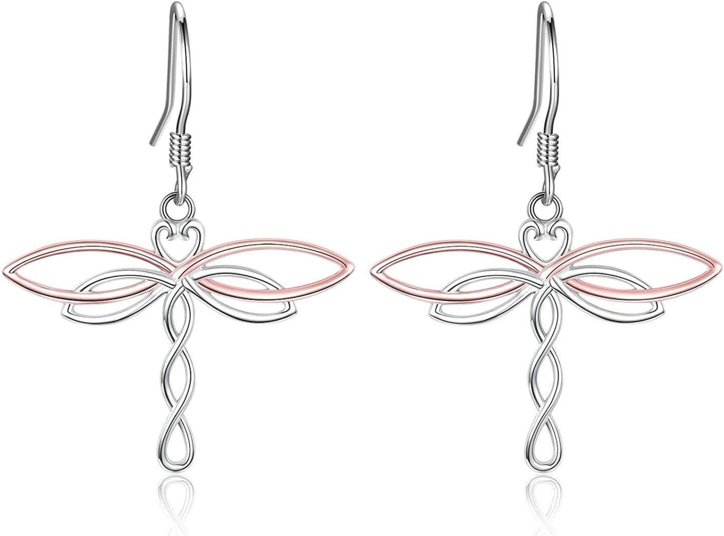 Sterling Silver Dragonfly Earrings for Women: Celtic Infinity Dangle Dragonfly Earrings Christmas Jewelry Gifts for Dragonfly Lovers Infinity dragonfly