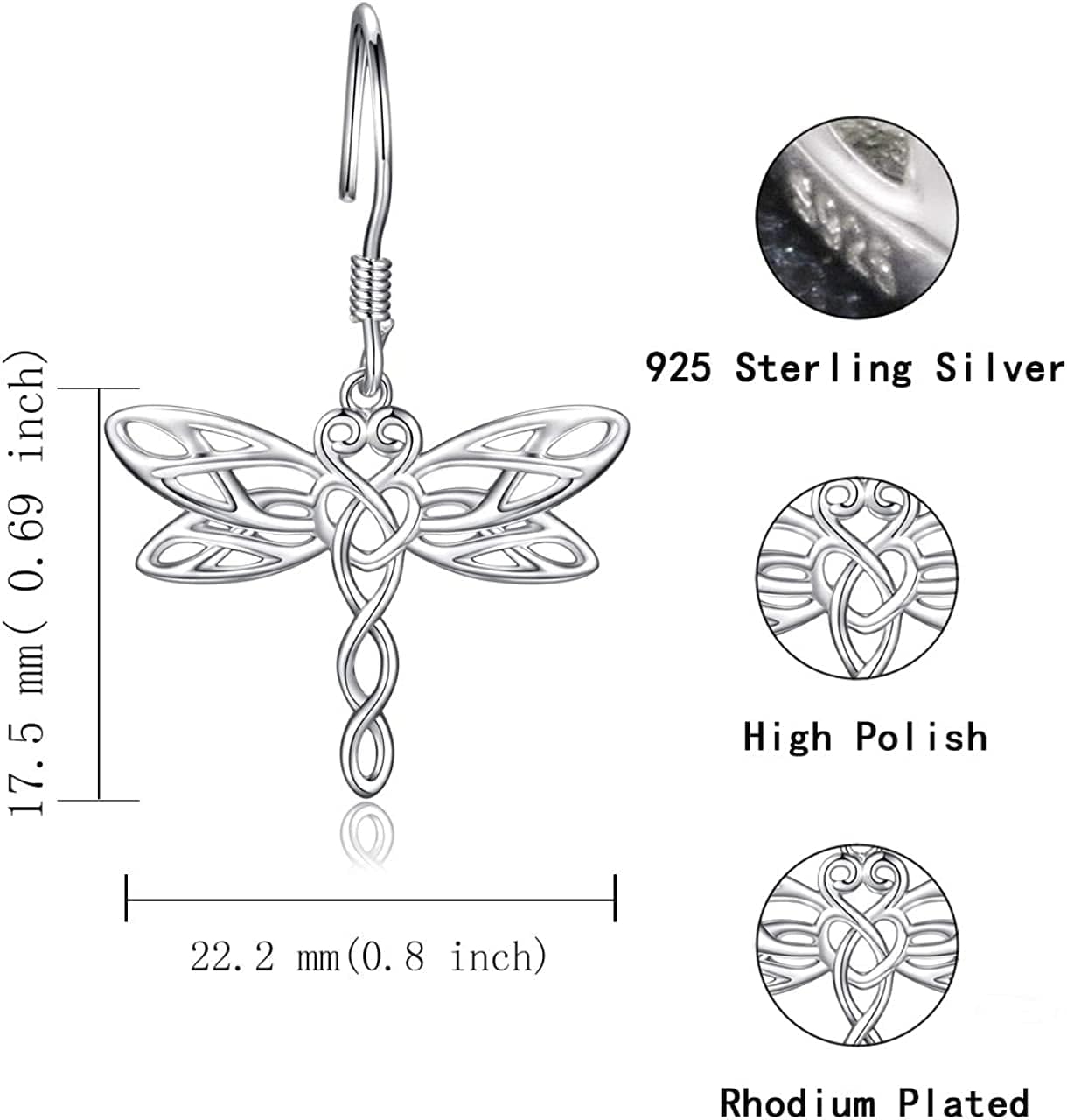 Sterling Silver Dragonfly Earrings for Women: Celtic Infinity Dangle Dragonfly Earrings Christmas Jewelry Gifts for Dragonfly Lovers