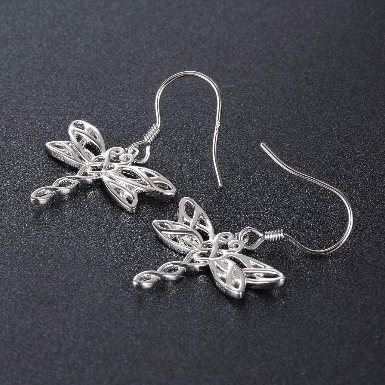 Sterling Silver Dragonfly Earrings for Women: Celtic Infinity Dangle Dragonfly Earrings Christmas Jewelry Gifts for Dragonfly Lovers