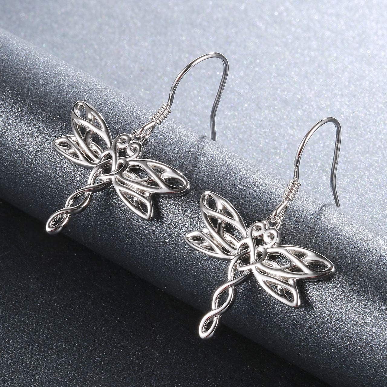 Sterling Silver Dragonfly Earrings for Women: Celtic Infinity Dangle Dragonfly Earrings Christmas Jewelry Gifts for Dragonfly Lovers
