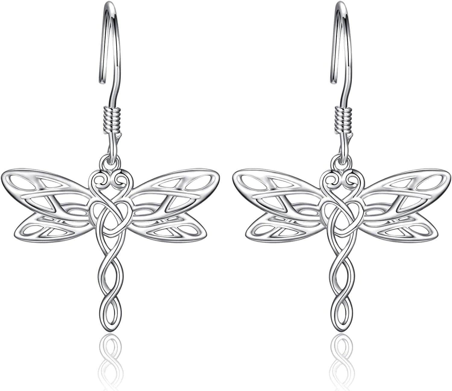 Sterling Silver Dragonfly Earrings for Women: Celtic Infinity Dangle Dragonfly Earrings Christmas Jewelry Gifts for Dragonfly Lovers Silver dragonfly
