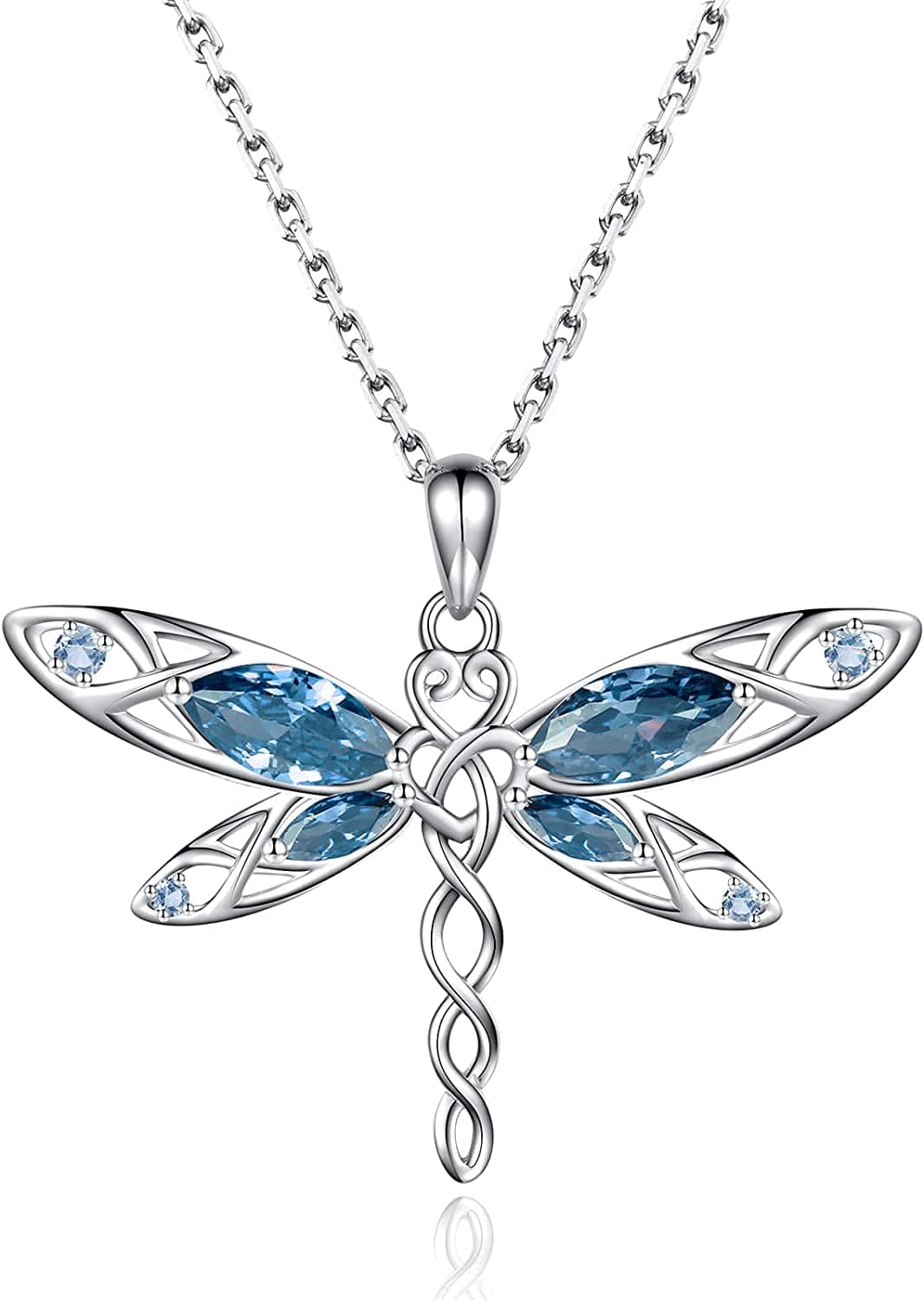 Sterling Silver Dragonfly Necklace for Women: Celtic Infinity Dragonfly Pendant Christmas Jewelry Gifts for Dragonfly Lovers Blue dragonfly