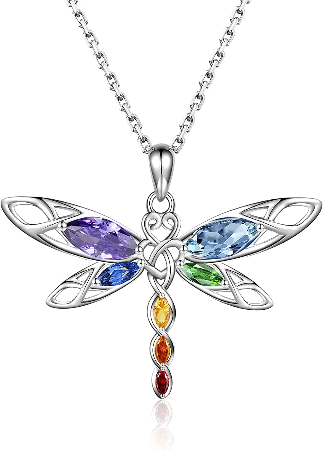 Sterling Silver Dragonfly Necklace for Women: Celtic Infinity Dragonfly Pendant Christmas Jewelry Gifts for Dragonfly Lovers Chakra dragonfly