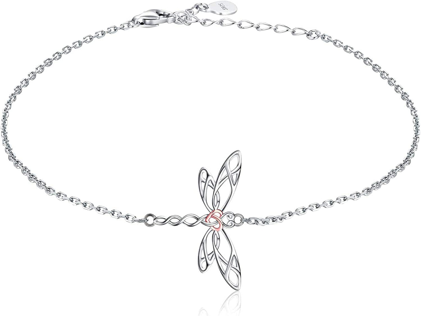 Sterling Silver Dragonfly Necklace for Women: Celtic Infinity Dragonfly Pendant Christmas Jewelry Gifts for Dragonfly Lovers Dragonfly bracelet