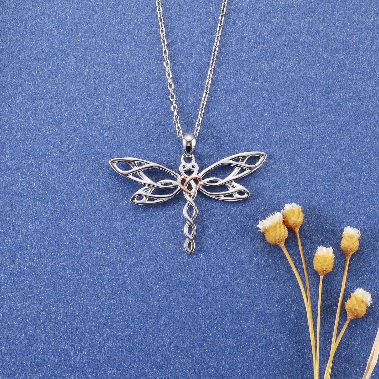 Sterling Silver Dragonfly Necklace for Women: Celtic Infinity Dragonfly Pendant Christmas Jewelry Gifts for Dragonfly Lovers