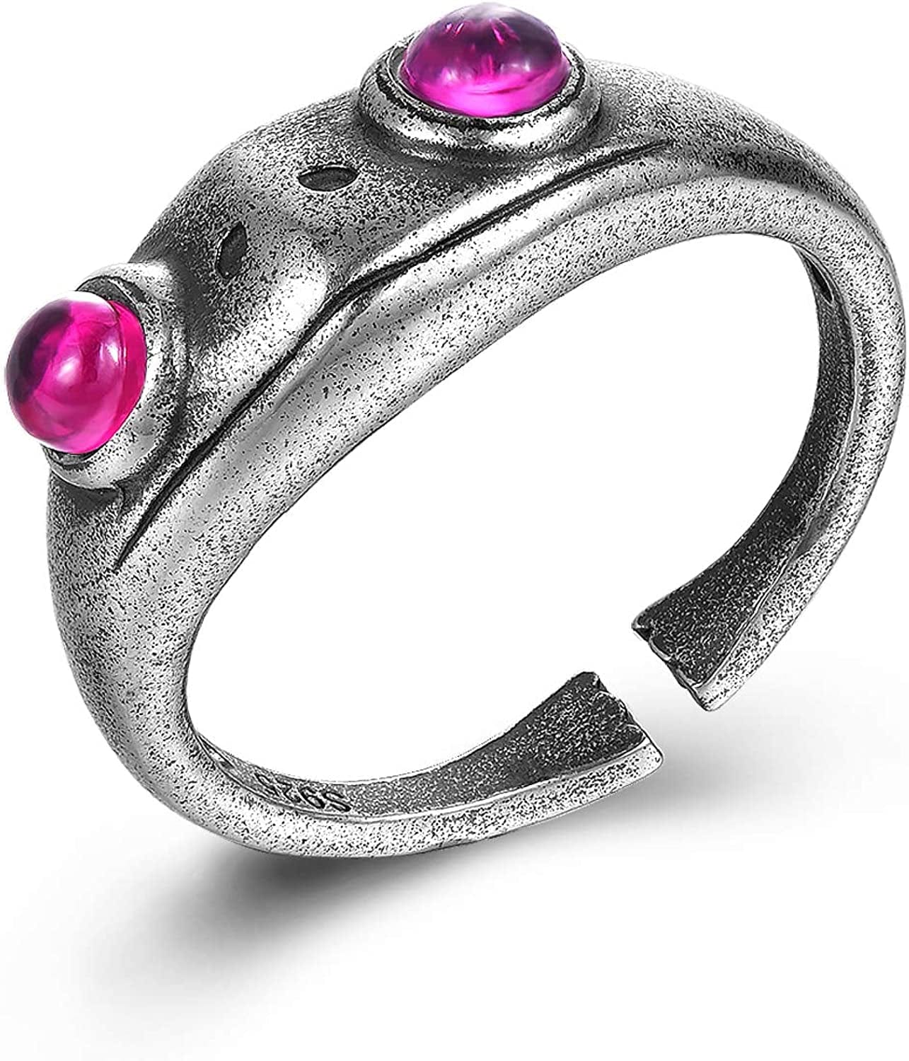 Sterling Silver Frog Rings for Women Vintage Cute Animal Finger Ring Silver Fashion Party Jewelry Gifts for Women Girl Oxidation Frog / 7