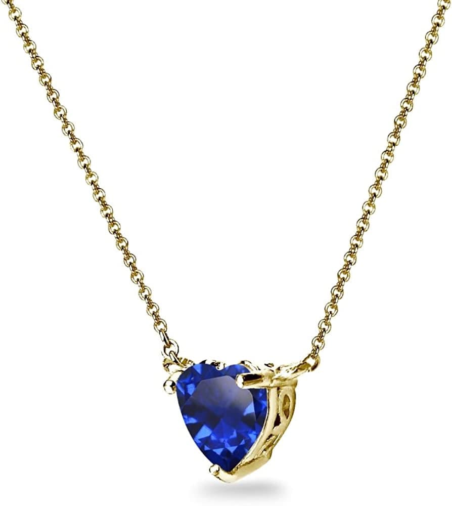 Sterling Silver Genuine or Synthetic Gemstone Dainty Heart Short Choker Necklace for Women Girls